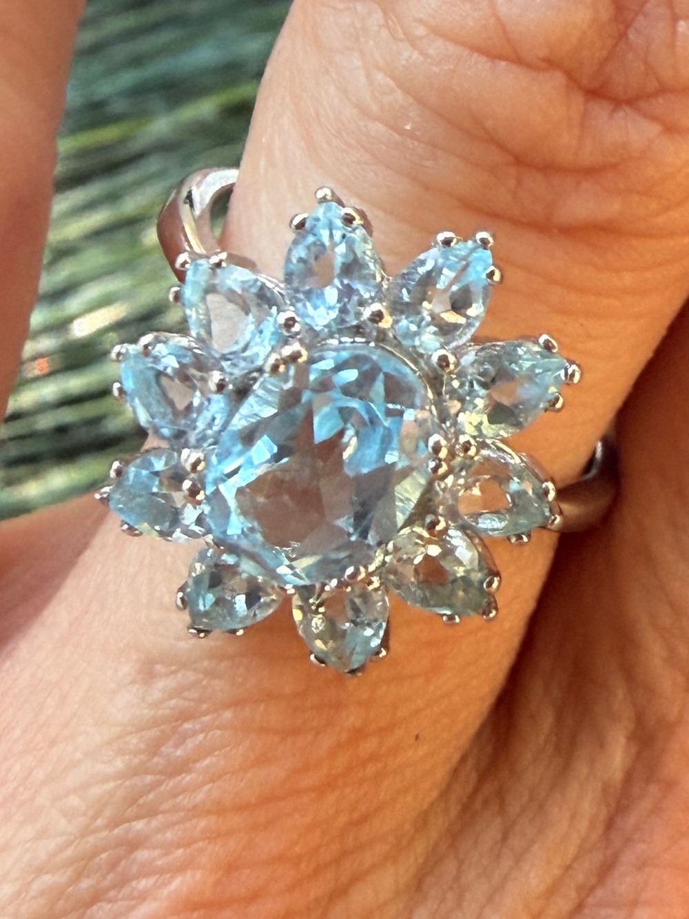 Matching Natural Blue Topaz Flower Pendant and Ring 
Set Sz7 - Picture 17 of 17